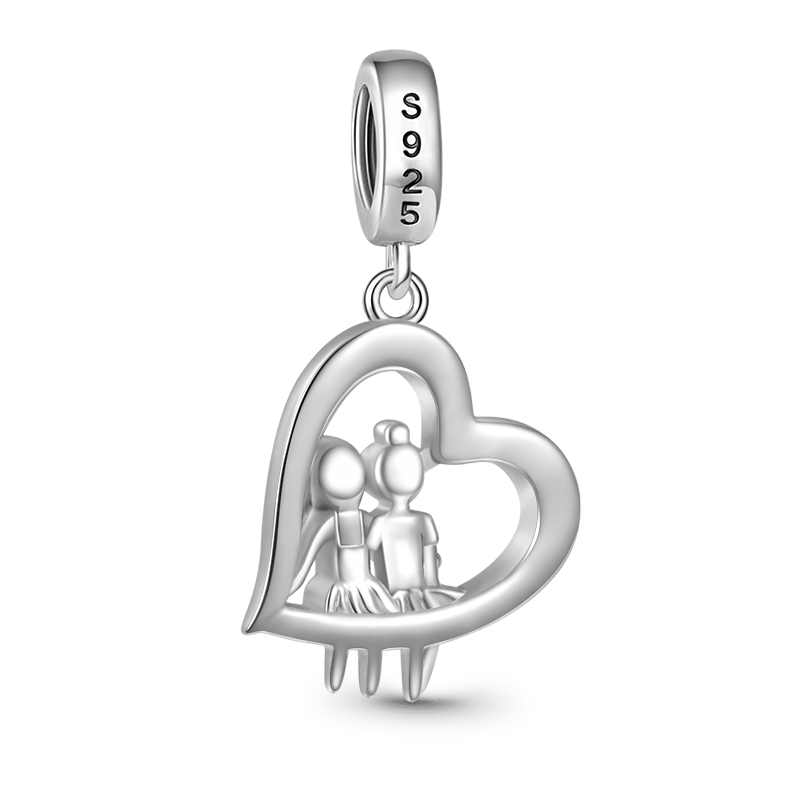Gnoce Sister Love Heart Engravable Pendant Dangle Charm_3