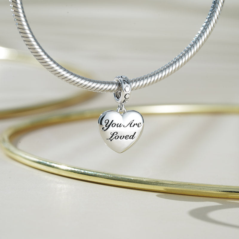 Gnoce "You Are Loved" Heart Pendant Dangle Charm_3