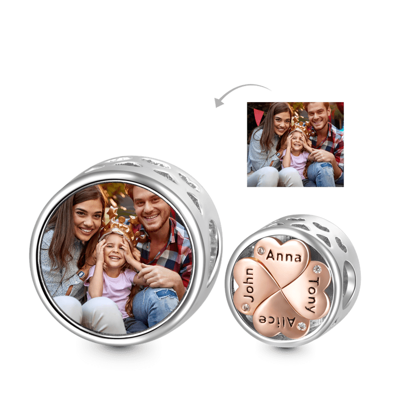Gnoce Lucky Clover Family Love Engravable Photo Charm_1