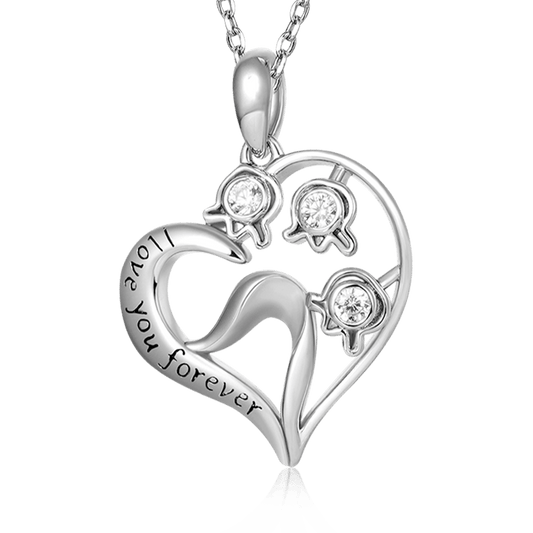 Gnoce "Love You Forever" Lily of the Valley Flower Heart Necklace_1