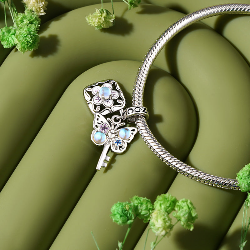 Gnoce Butterfly Key Lock Double Pendant Dangle Charm_3