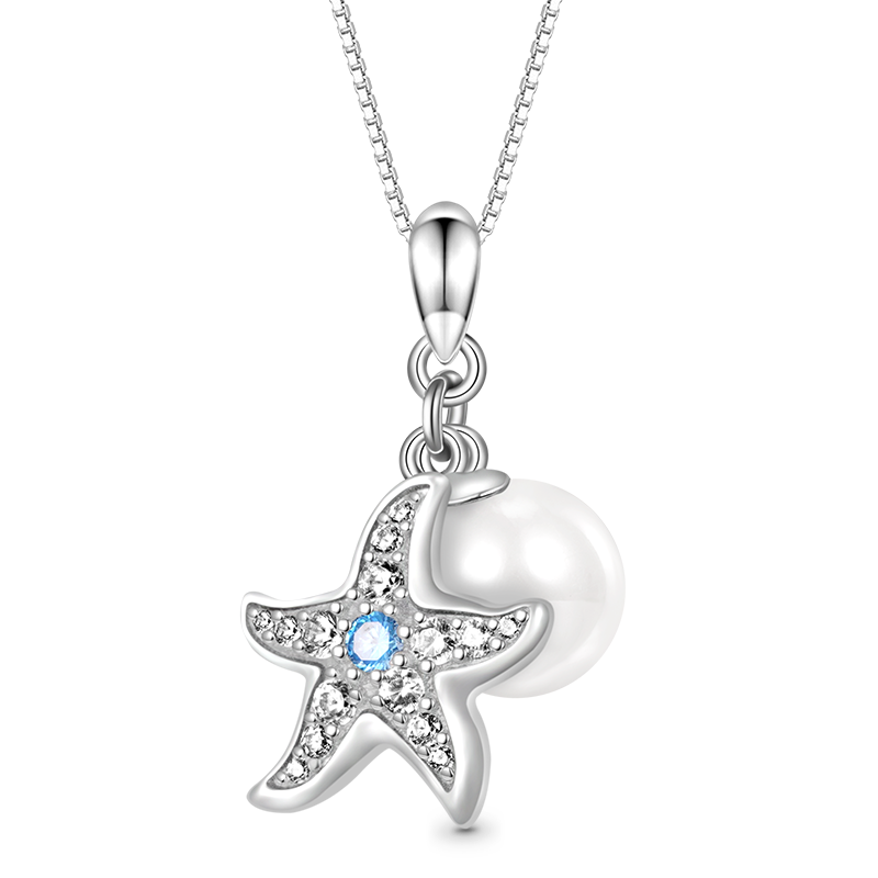 Gnoce Sparkling Starfish Pearl Necklace_1