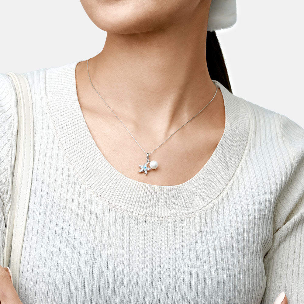 Gnoce Sparkling Starfish Pearl Necklace_3