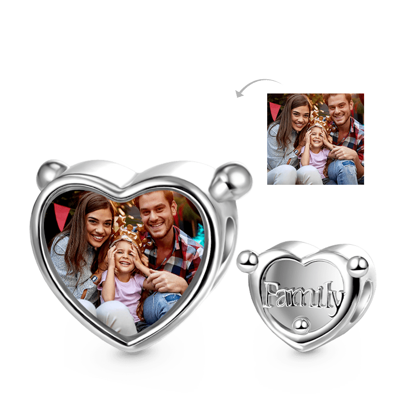 Gnoce Family Love Heart Personalized Photo Charm_1
