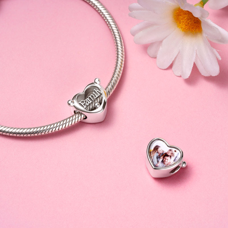 Gnoce Family Love Heart Personalized Photo Charm_2