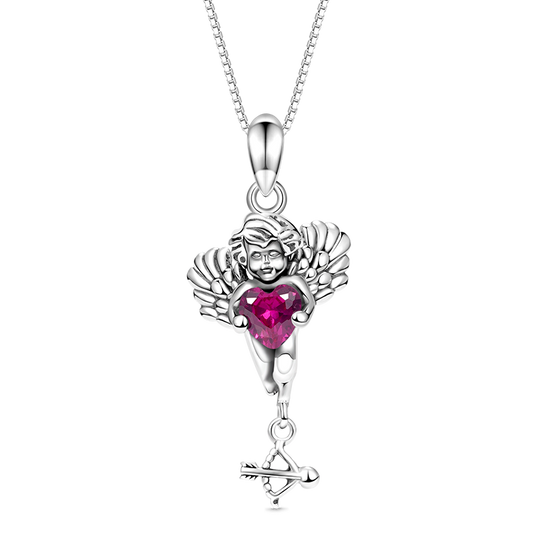 Gnoce Eros Cupid Embraces Heart Gem Necklace_1