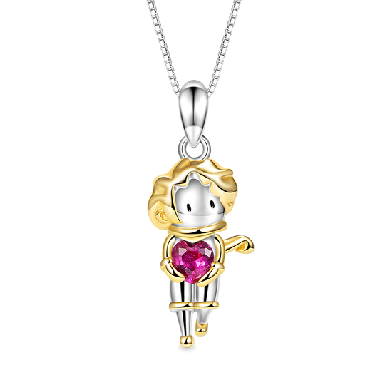 Gnoce Little Boy Embraces Heart Gem Necklace_1