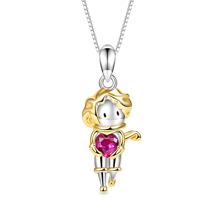 Gnoce Little Boy Embraces Heart Gem Necklace_1