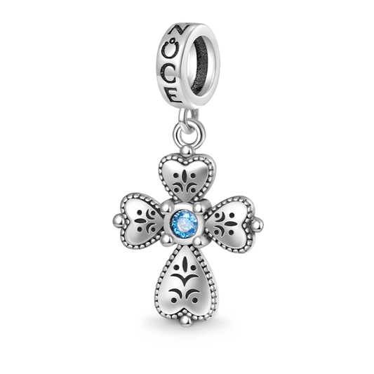 Gnoce Faith in Heart Cross Pendant Dangle Charm_1