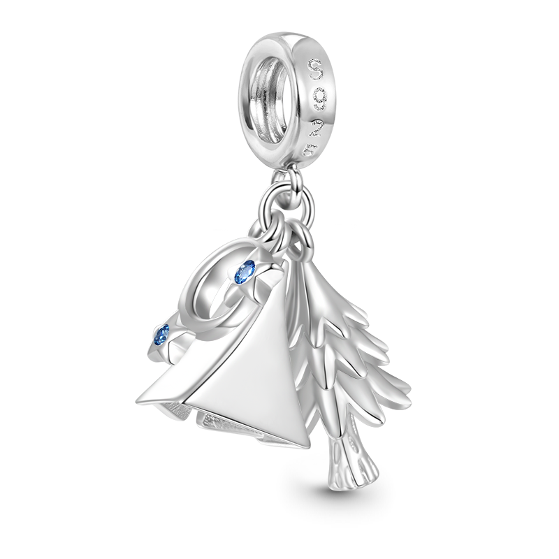 Gnoce Tent, Tree & Moon Star Triple Pendant Dangle Charm_2