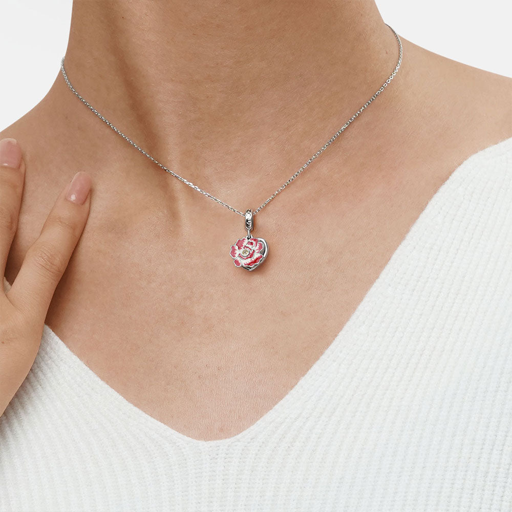 Gnoce Flower Heart Personalized Photo Double Pendant Dangle Charm_3