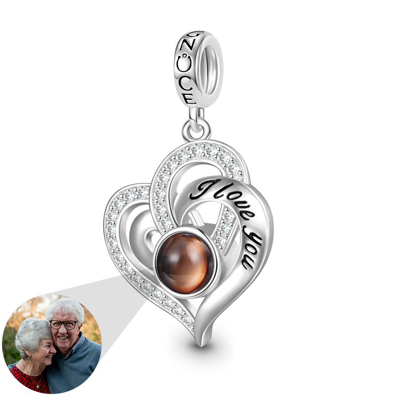 Gnoce Projection Love Heart Personalized Photo Pendant Dangle Charm_1