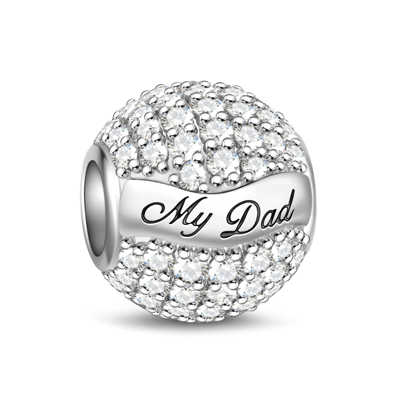 Gnoce “My Dad My Hero”925 Sterling Silver Paved Pure Crystal CZ Stones Charm Perfect Father's Day Gift_1