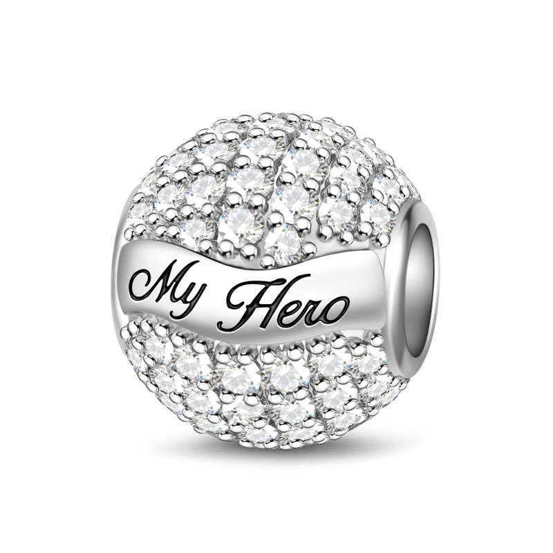 Gnoce “My Dad My Hero”925 Sterling Silver Paved Pure Crystal CZ Stones Charm Perfect Father's Day Gift_2