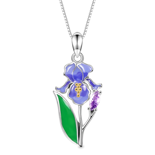 Gnoce Purple Iris Flower Necklace_1