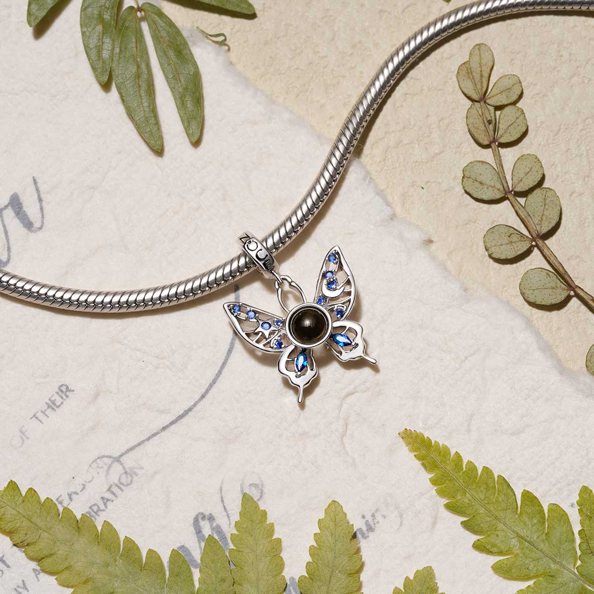 Gnoce Projection Butterfly Personalized Photo Pendant Dangle Charm_3
