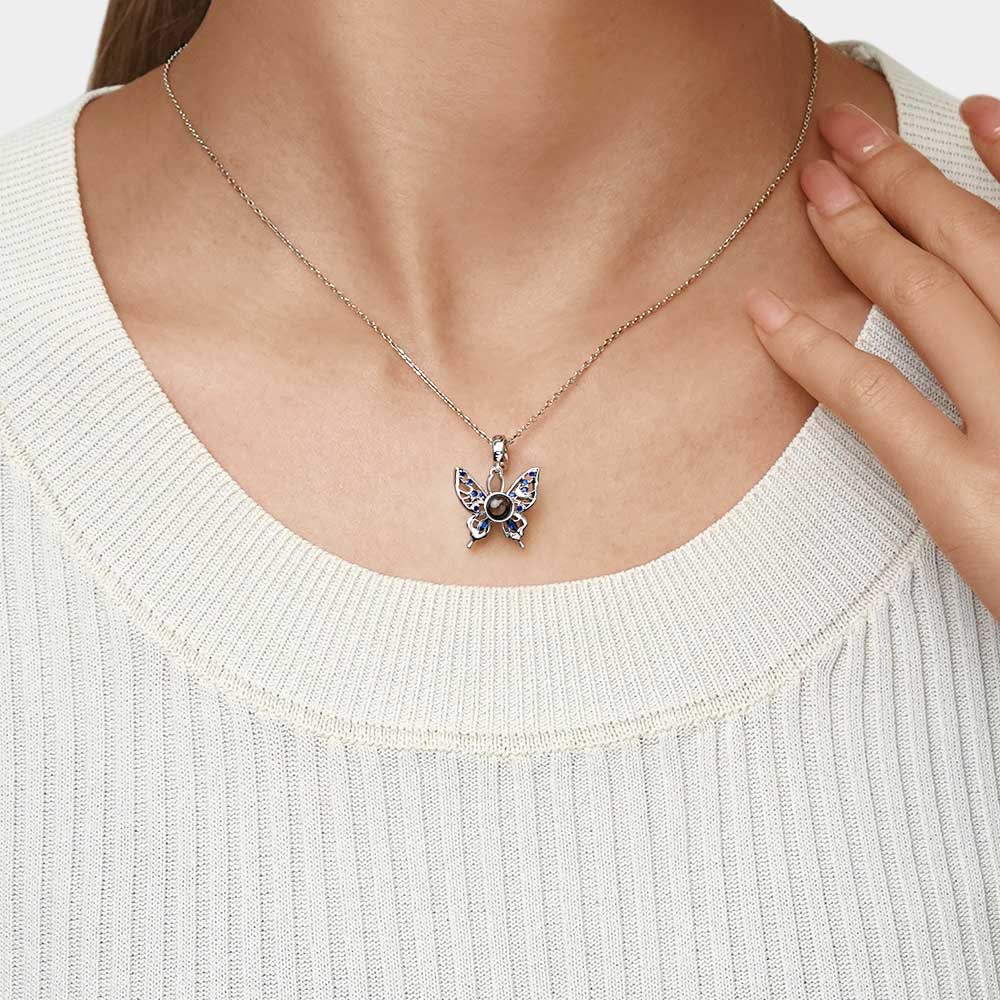 Gnoce Projection Butterfly Personalized Photo Pendant Dangle Charm_6
