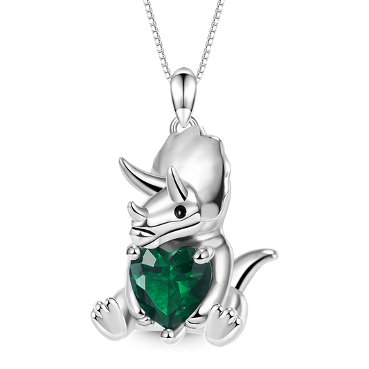 Gnoce Triceratops Embraces Heart Gem Necklace_1