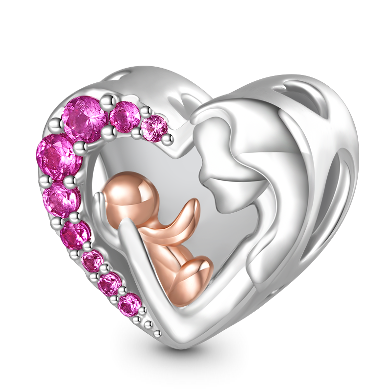 Gnoce Mom Hugs Baby Birthstone Engravable Charm_2