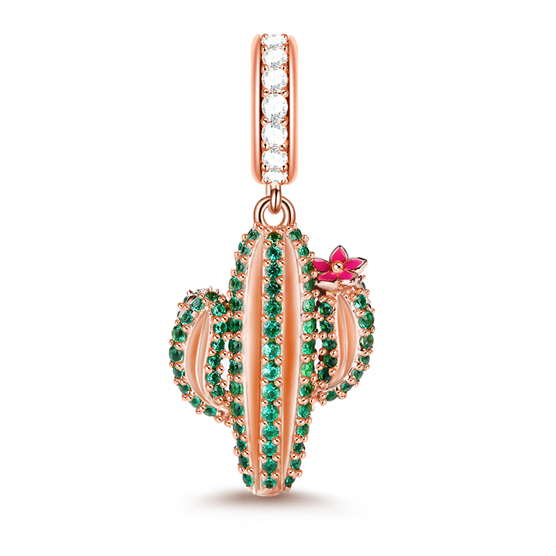 Gnoce "Unconditional Love" Cactus Charm Plants Pendant Sterling Silver with Cz for Mom_1