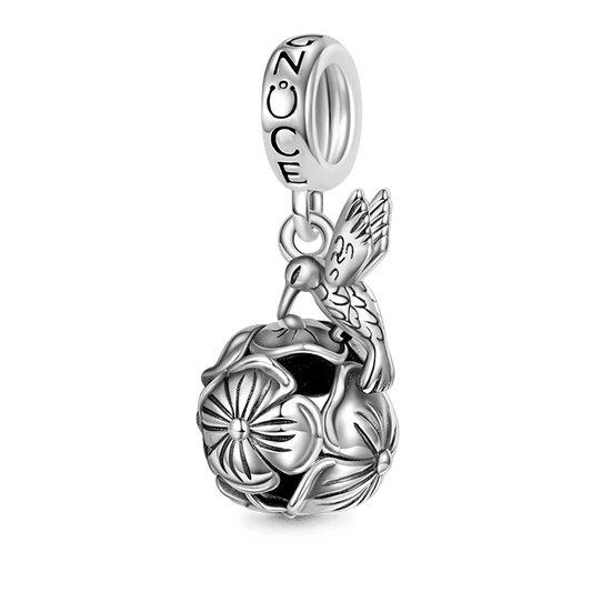 Gnoce Hummingbird Loves Flower Pendant Dangle Charm_1