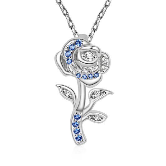 Gnoce Sparkling Blue Rose Flower Necklace_1