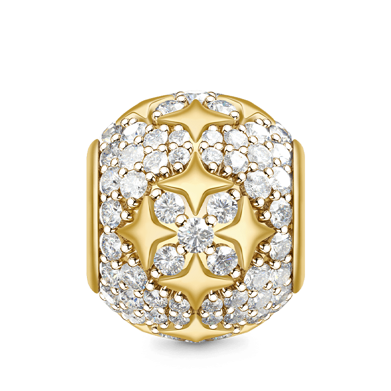 Gnoce "Shinning Star" S925 Sterling Silver Cubic Zirconia Charm Beads Gift for Her Suitable for Necklace Fit Pandora Bracelet_1