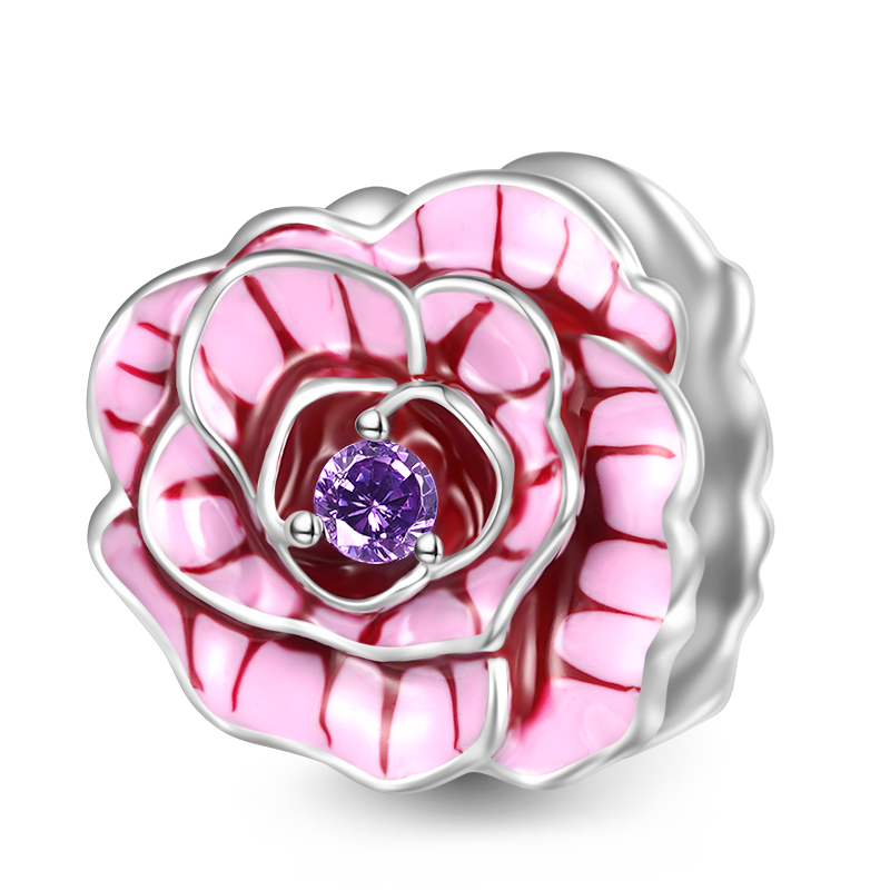 Gnoce Pink Rose Flower Charm_1