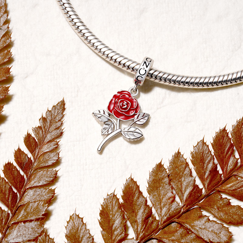 Gnoce Jun.Birthday Flower Rose Pendant Dangle Charm_3