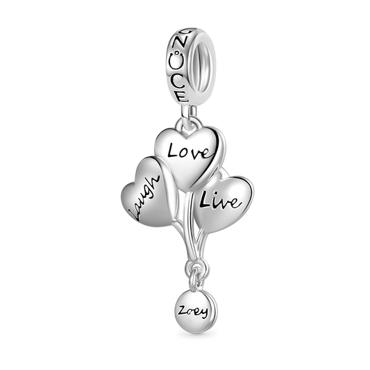 Gnoce "Live, Love, Laugh" Hot Air Balloon Engravable Pendant Dangle Charm_1