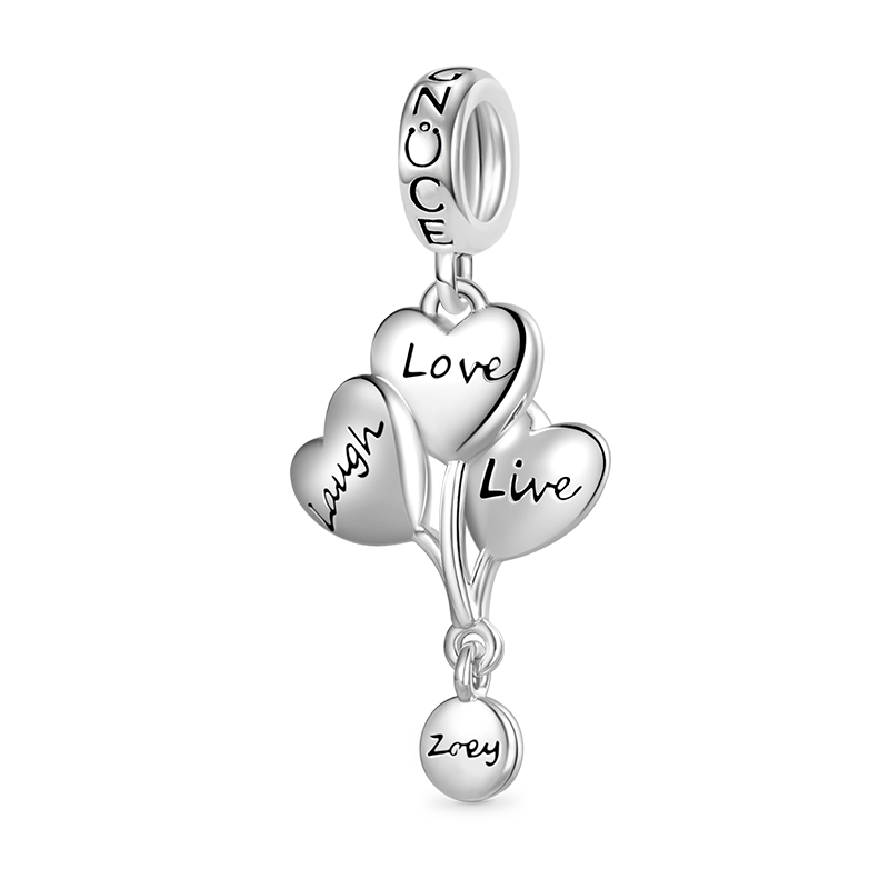 Gnoce "Live, Love, Laugh" Hot Air Balloon Engravable Pendant Dangle Charm_1