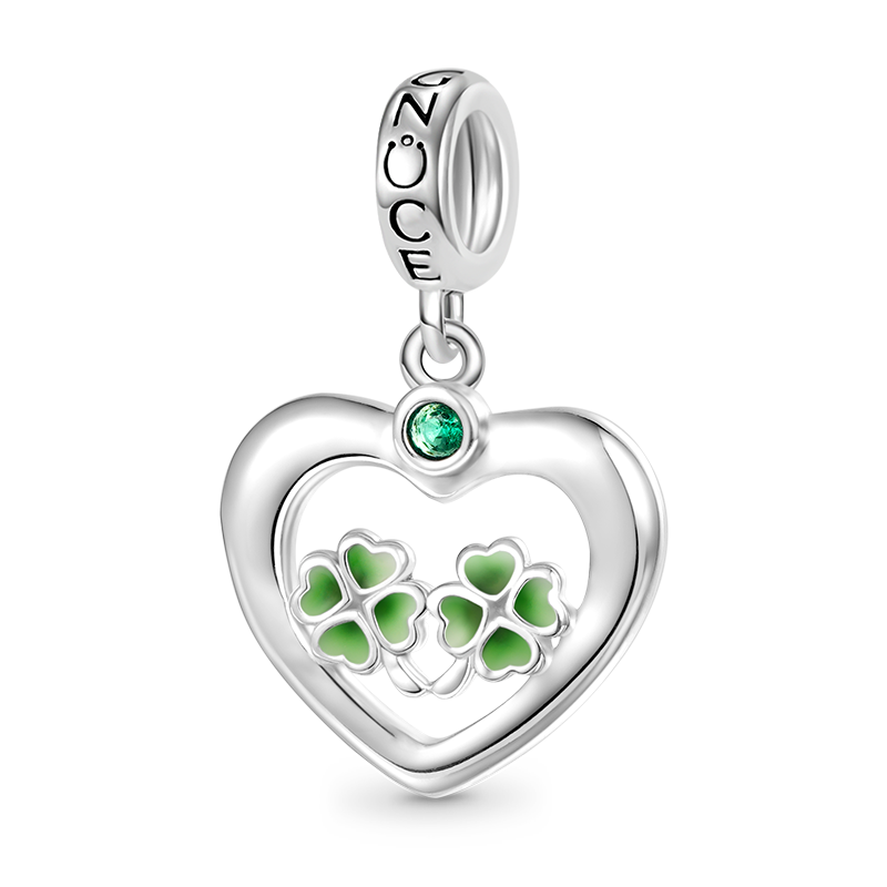 Gnoce Lucky Four-leaf Clover Heart Pendant Dangle Charm_1
