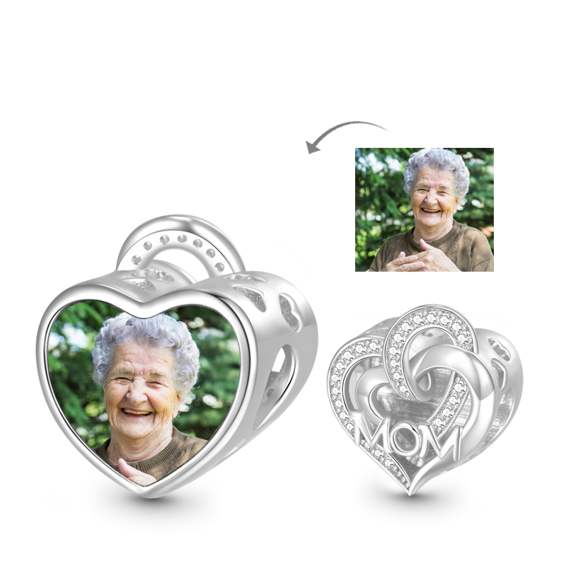Gnoce "Love You, Mom" Heart Personalized Photo Charm_1