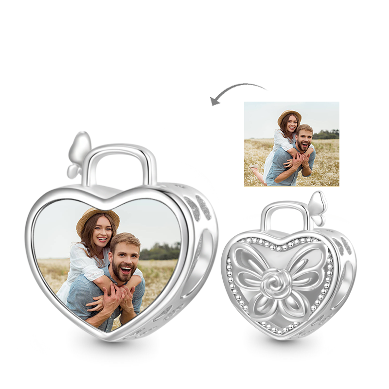 Gnoce Butterfly Heart Personalized Photo Charm_1
