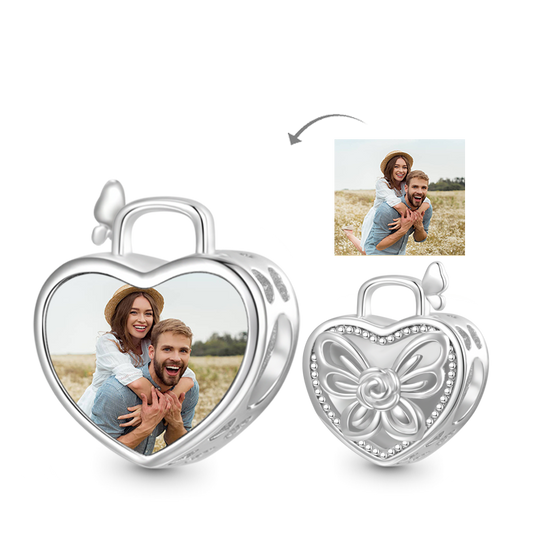 Gnoce Butterfly Heart Personalized Photo Charm_1