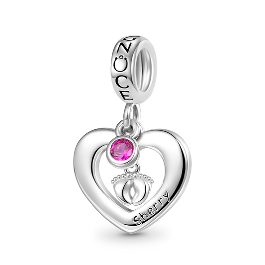 Gnoce Footprint Heart Engravable Pendant Dangle Charm_1