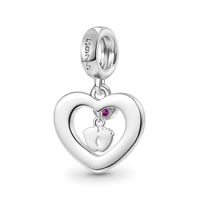 Gnoce Footprint Heart Engravable Pendant Dangle Charm_3