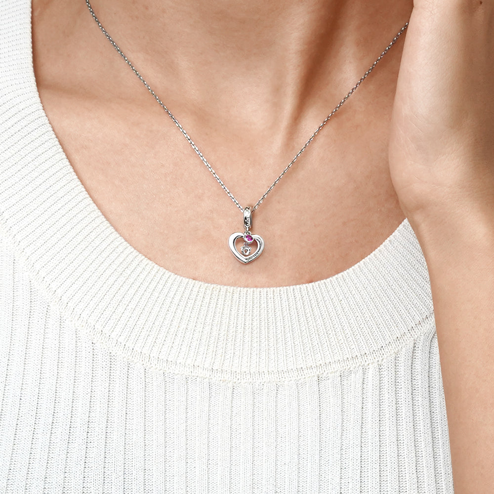 Gnoce Footprint Heart Engravable Pendant Dangle Charm_7