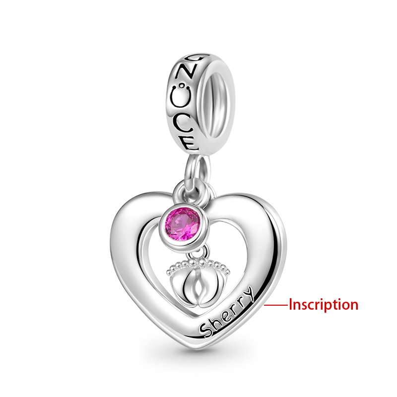 Gnoce Footprint Heart Engravable Pendant Dangle Charm_2