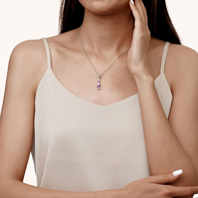 Gnoce Purple Mermaid Tear Pendant Dangle Charm_6