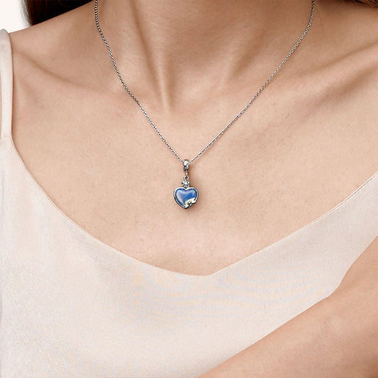 Gnoce Flower Bee Moonstone Heart Pendant Dangle Charm_7