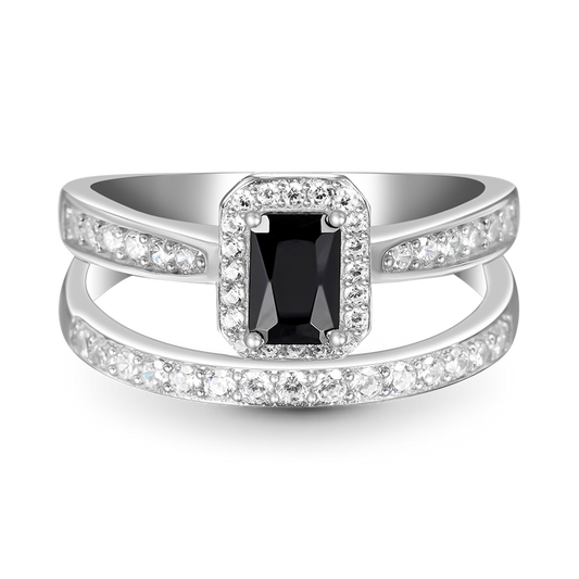 Gnoce Sparkling Rectangle-cut Stackable Ring_1