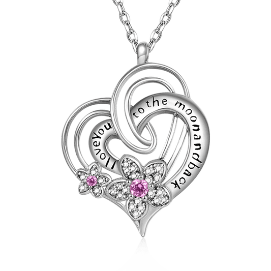 Gnoce "I Love You to the Moon & Back" Flower Heart Necklace_1