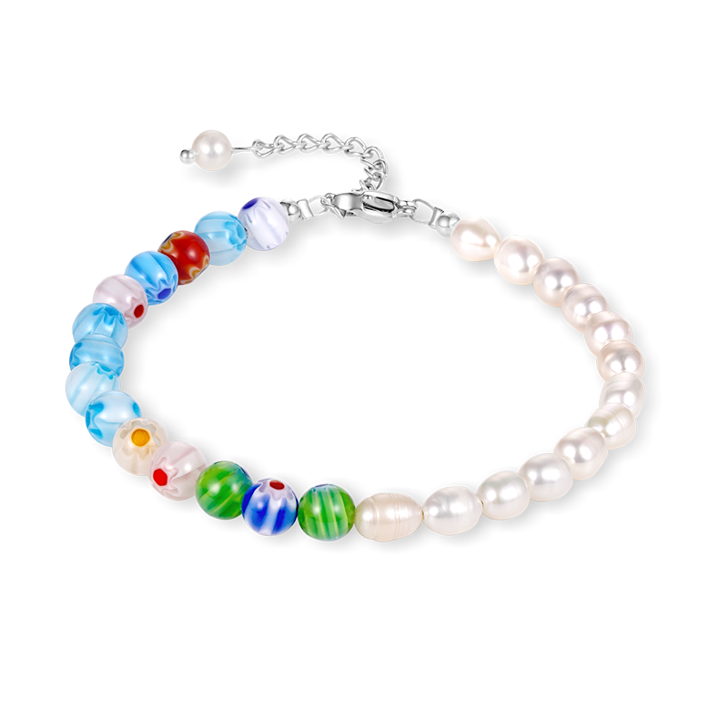 Gnoce Multi Color Beaded & Pearl Bracelet Hook Clasp_1