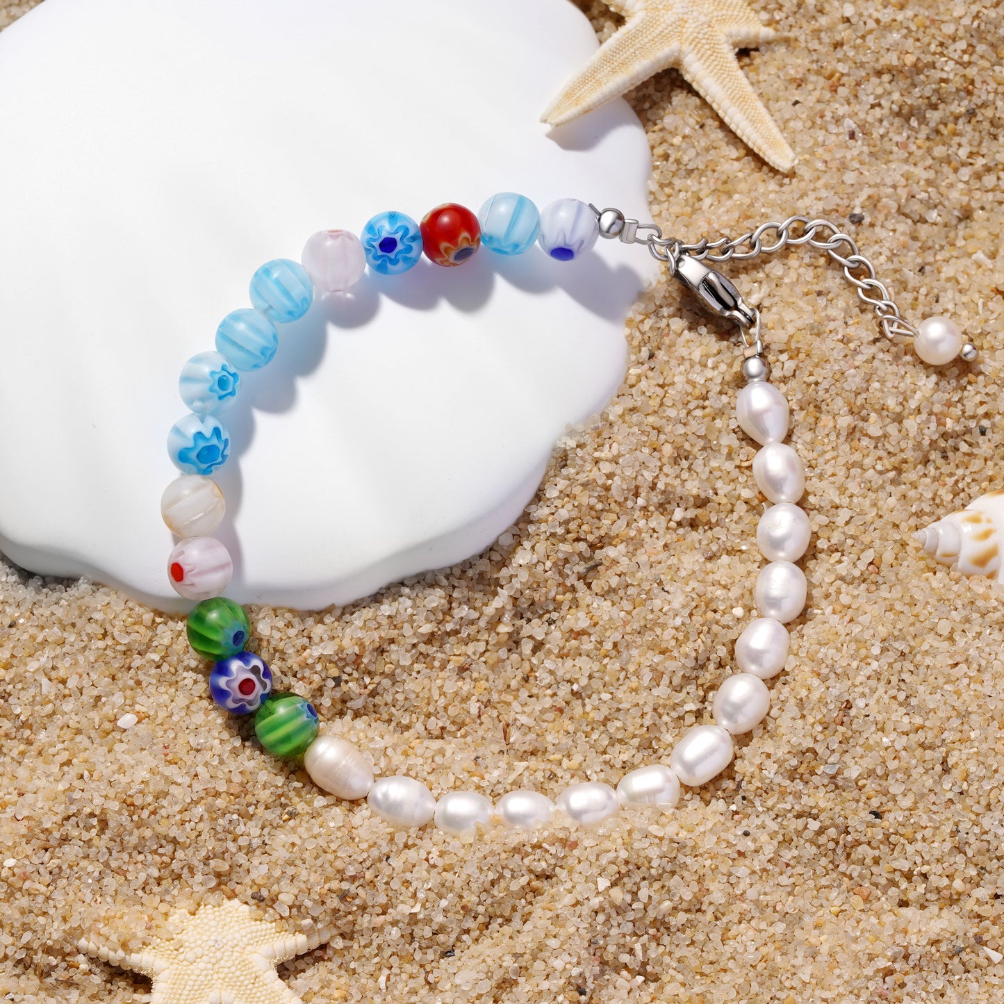 Gnoce Multi Color Beaded & Pearl Bracelet Hook Clasp_2