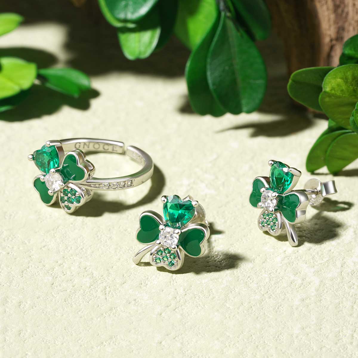 Gnoce Lucky Four Leaf Clover Stud Earrings_2