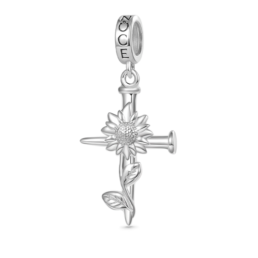 Gnoce Sunflower Nail Cross Pendant Dangle Charm_1