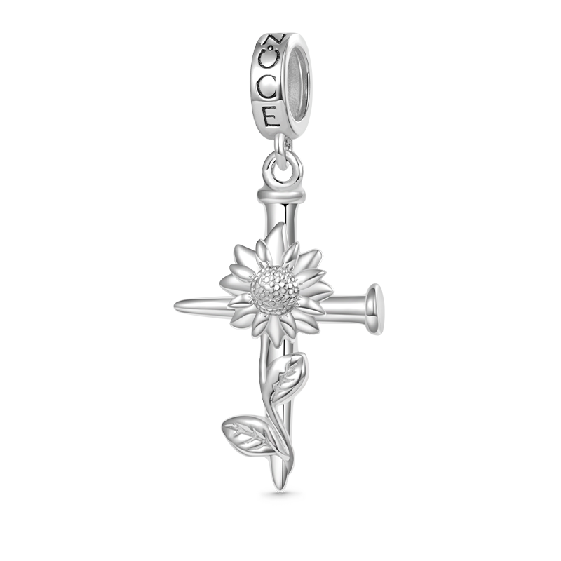 Gnoce Sunflower Nail Cross Pendant Dangle Charm_1
