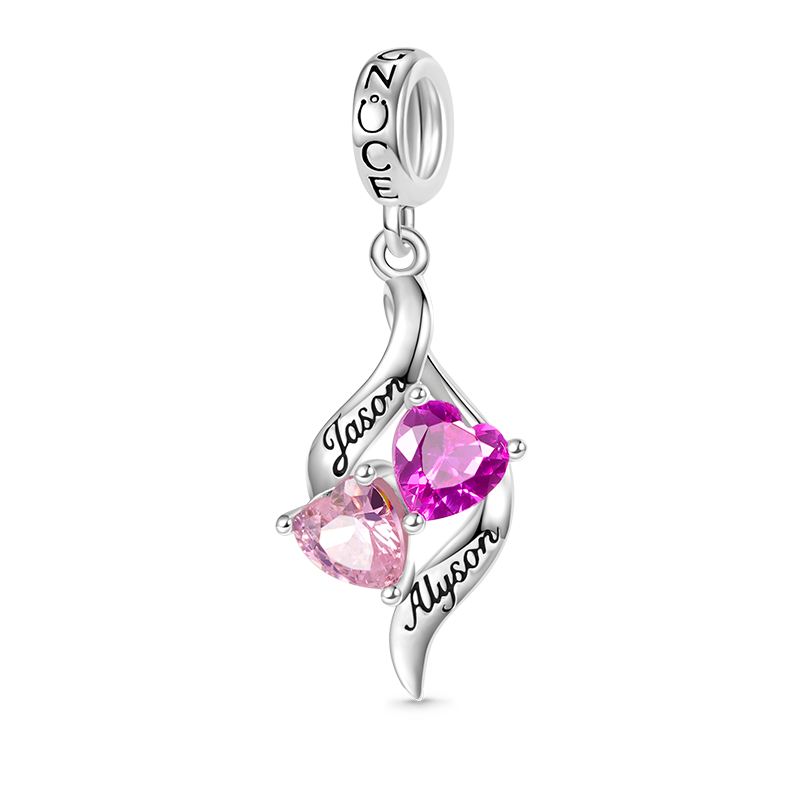 Gnoce Double Heart Engravable Pendant Dangle Charm_1