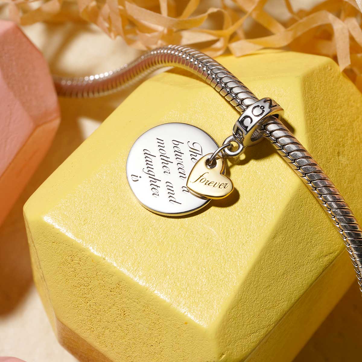 Gnoce Mother & Daughter Forever Love Pendant Dangle Charm_3